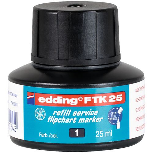 Recarga de tinta para marcador para cavaletes – Preto – FTK25 – Edding