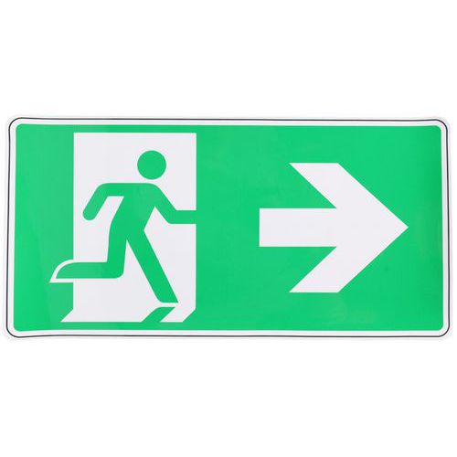 Painel – saída de emergência com seta para a direita – adesivo – Manutan Expert