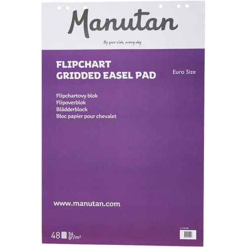 Manutan - Bloco de 48 folhas quadriculadas de paperboard - Manutan Expert