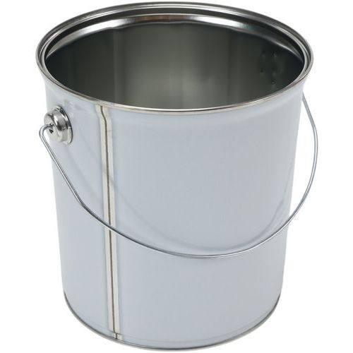 Balde metálico com tampa plana – branco – 2,5 a 5 L
