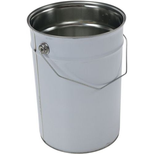 Balde metálico com tampa plana – branco – 2,5 a 5 L