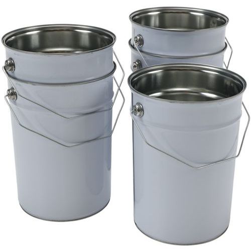 Balde metálico com tampa plana – branco – 2,5 a 5 L