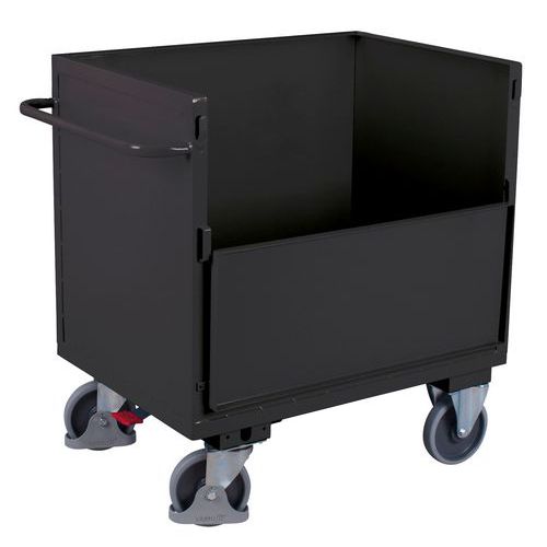 Carro ergonómico de aço sem tampa – 1 parede semirrebatível – 500 kg