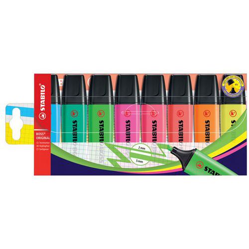 Bolsa de 8 marcadores Boss Original sortidos Fluorescentes – Stabilo