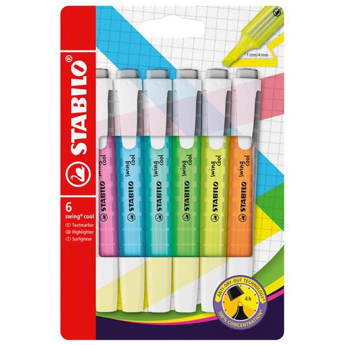 Estojo de 6 marcadores swing cool sortidos – Stabilo