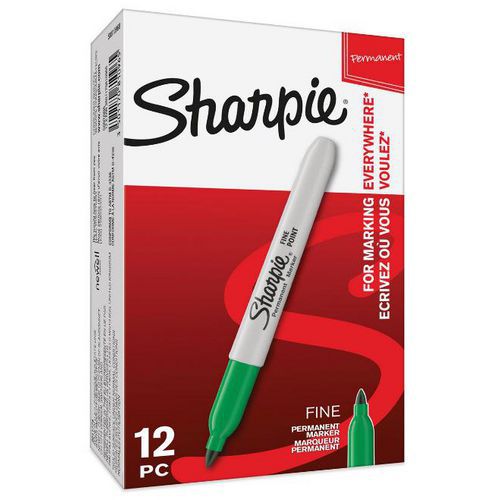Marcador permanente, ponta fina – Caixa de 12 – Sharpie