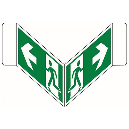 Painel de emergência/evacuação em V – Saída de emergência à esquerda Painel de emergência/evacuação em V – Saída de emergência à esquerda