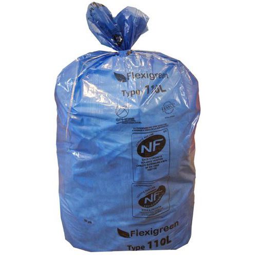 Saco de lixo recicl. – resíduos de papel – 110 L – azul