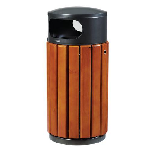 Caixote de lixo em metal e madeira – 40 L