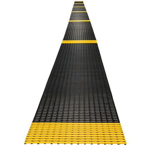 Plataforma gradeada maleável Crossgrip Line – Marcação alternada em amarelo/preto – Em rolo – Plastex