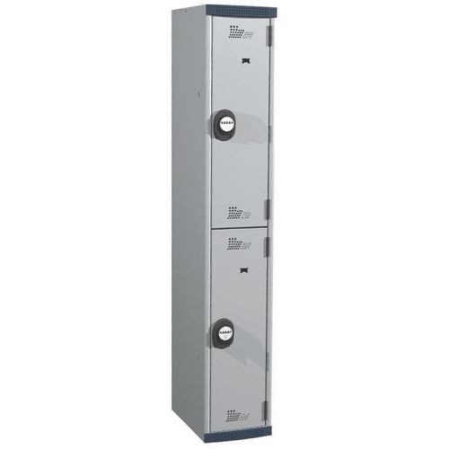 Cacifo com 2 compartimentos e cabides Seamline Optimum® – 1 coluna de 300 mm de largura – Com base – Acial Cacifo com 2 compartimentos e cabides Seamline Optimum® – 1 coluna de 300 mm de largura – Com base – Acial