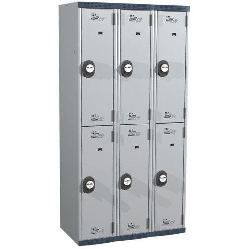 Cacifo com 6 compartimentos e cabides Seamline Optimum® – 3 colunas de 300 mm de largura – Com base – Acial Cacifo com 6 compartimentos e cabides Seamline Optimum® – 3 colunas de 300 mm de largura – Com base – Acial