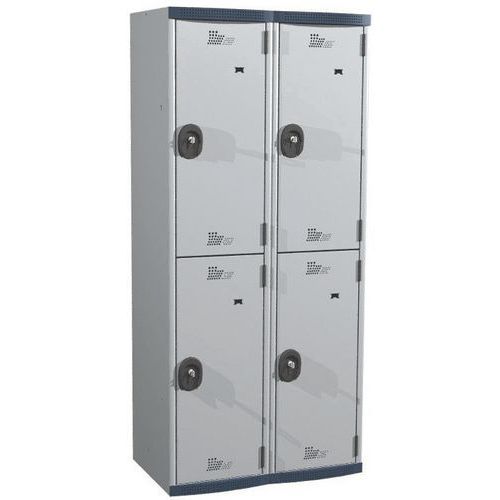 Cacifo com 4 compartimentos e cabides Seamline Optimum® – 2 colunas de 400 mm de largura – Com base – Acial Cacifo com 4 compartimentos e cabides Seamline Optimum® – 2 colunas de 400 mm de largura – Com base – Acial