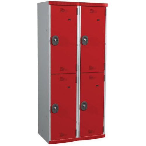 Cacifo com 4 compartimentos e cabides Seamline Optimum® – 2 colunas de 400 mm de largura – Com base – Acial Cacifo com 4 compartimentos e cabides Seamline Optimum® – 2 colunas de 400 mm de largura – Com base – Acial