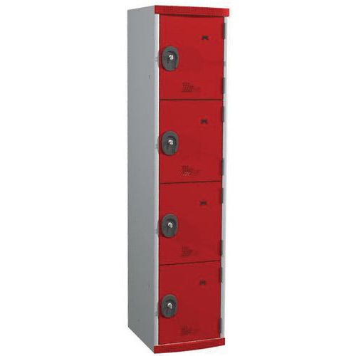 Cacifo com 4 compartimentos Seamline Optimum® – 1 coluna de 400 mm de largura – Com base – Acial Cacifo com 4 compartimentos Seamline Optimum® – 1 coluna de 400 mm de largura – Com base – Acial