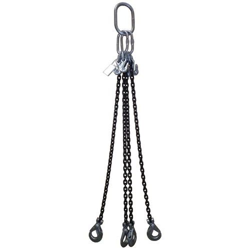 Linga de corrente de 4 secções - Capacidade 2360 a 17 000 kg - Ajustável com uma lingueta de bloqueio