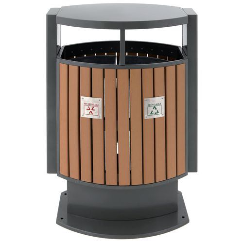 Caixote de lixo para exterior de separação seletiva em imitação de madeira – 2x39 L