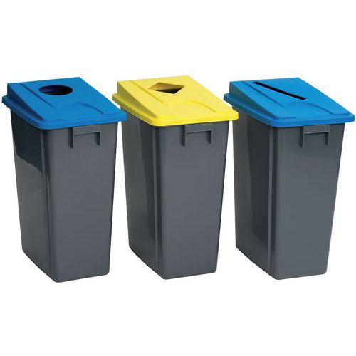 Caixote de lixo para triagem seletiva de 60 ou 80 L e tampa - Manutan Expert