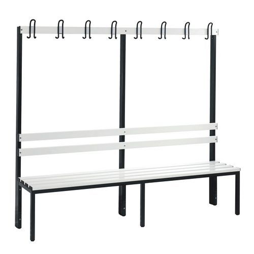 Banco-cabide em PVC CP – 4 a 8 cabides – face simples – com espaldar