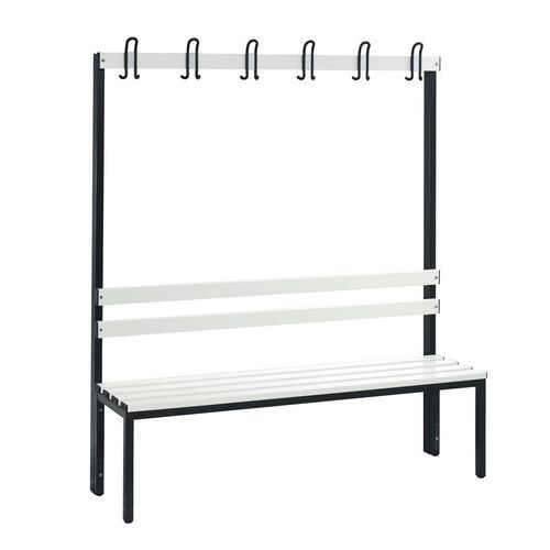Banco-cabide em PVC CP – 4 a 8 cabides – face simples – com espaldar