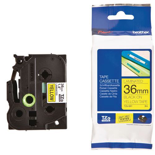 Cassetes de fita para máquina de etiquetar Brother - Largura 36 mm