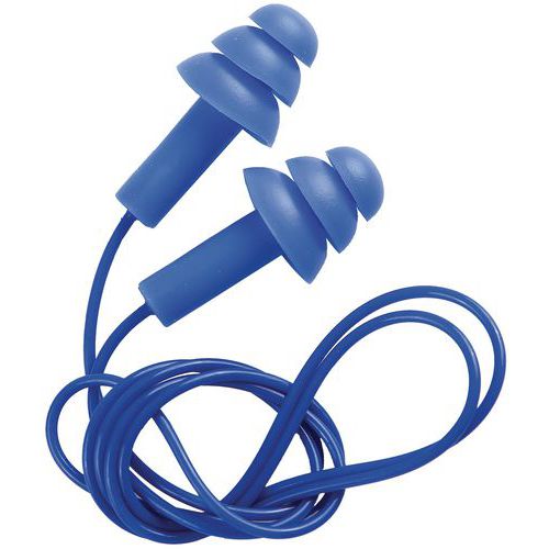 Tampões auriculares reutilizáveis com cordão – Manutan Tampões auriculares reutilizáveis com cordão – Manutan
