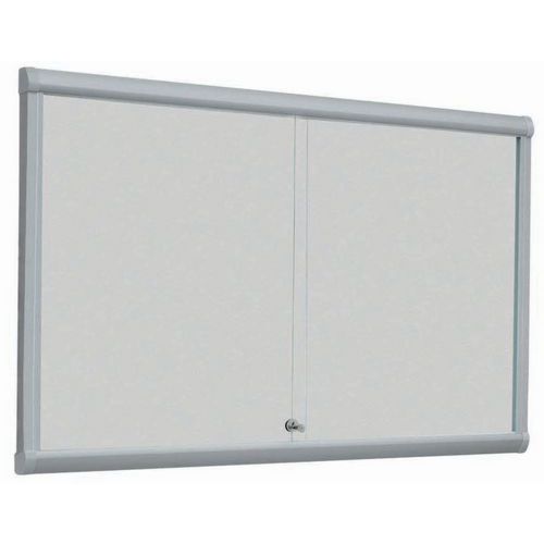 Vitrina de interior com portas corrediças Leader – fundo em alumínio – porta de segurança em vidro
