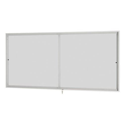 Vitrina de interior com portas corrediças – fundo em alumínio – Porta em plexiglas