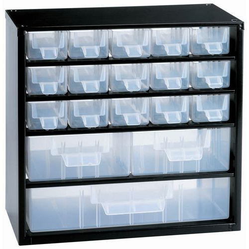 Bloco de compartimentos em metal com gavetas – Viso