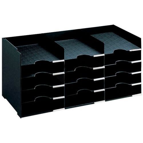 Organizador multi-compartimentos horizontal - Cor preto - Paperflow