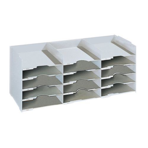Classificador multicompartimentos horizontal – cinzento – Paperflow