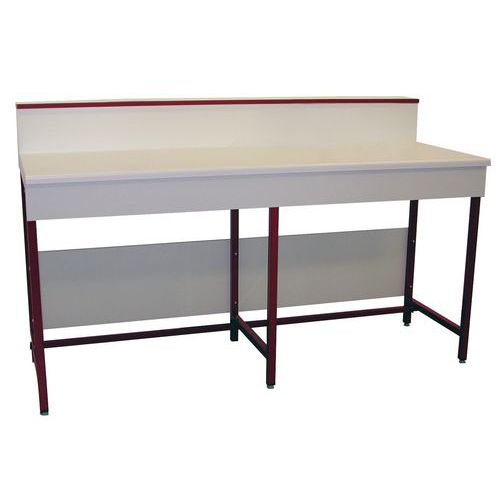 Bancada de laboratório modular - Estratificada - Com estrutura traseira