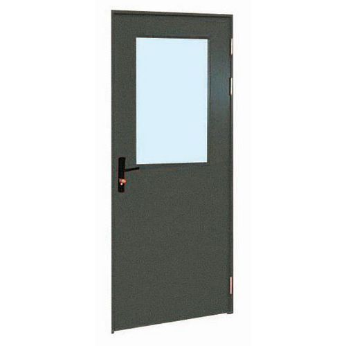 Porta rebatível para divisórias de oficina em chapa de aço ou melamina - Painel semividrado - Altura 2.75 m