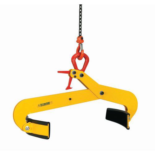 Pinça semiautomática para bidões metálicos – Preensão vertical – Capacidade de carga de 500 kg