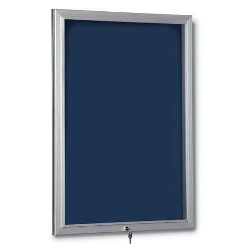 Vitrina de interior e exterior azul – fundo em alumínio – porta em plexiglas