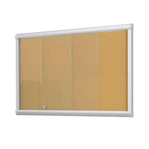 Vitrina de interior com portas corrediças Leader – fundo em cortiça – porta de segurança em vidro