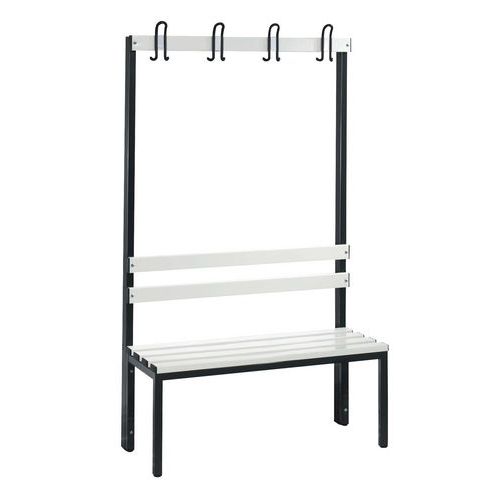 Banco-cabide em PVC CP – 4 a 8 cabides – face simples – com espaldar