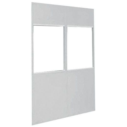 Divisória dupla parede em chapa de aço - Painel vidrado (4 mm) - Altura 2,5 m