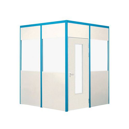 Porta rebatível para divisórias de oficina em melamina - Parede semividrada - Altura 2,51 m