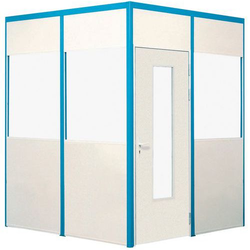 Divisória simples parede em melamina - Painel semividrado (esp. 4 mm) - Altura 3,01 m