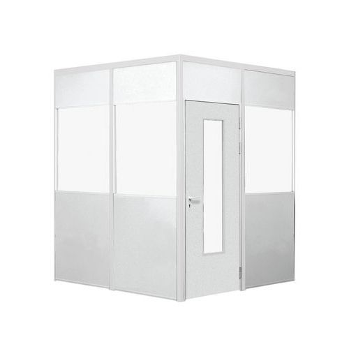 Porta rebatível para divisórias de oficina em melamina - Parede semividrada - Altura 3.01 m