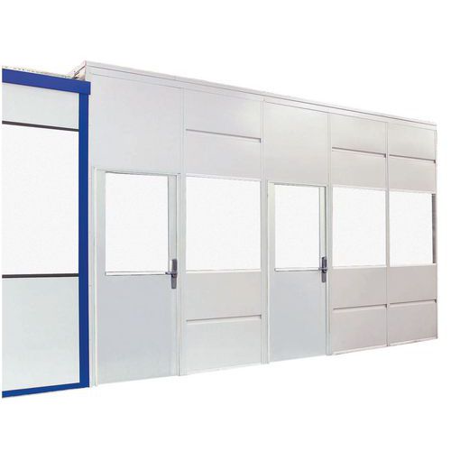 Divisória simples parede em chapa de aço - Painel vidrado - Altura 3,01 m