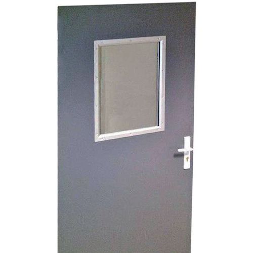 Porta rebatível para divisórias de oficina em chapa de aço ou melamina - Painel semividrado - Altura 2,5 m