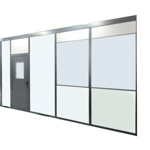 Divisória dupla parede em melamina - Painel semividrado (esp. 4 mm) - Altura 2.50 m