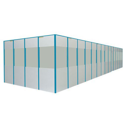 Divisória simples parede em melamina - Painel semividrado - Altura 3,03 m