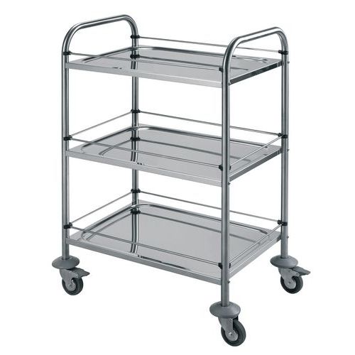 Carro inox com proteções - 3 plataformas - Capacidade 60 kg