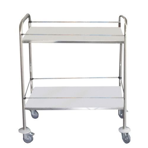 Carro inox com proteções - 2 plataformas - Capacidade 60 kg