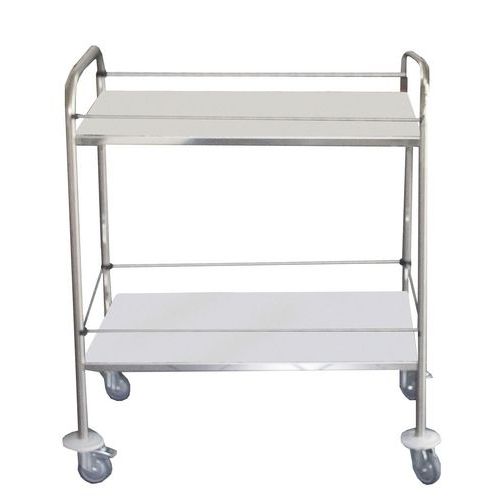 Carro inox com proteções - 2 plataformas - Capacidade 60 kg