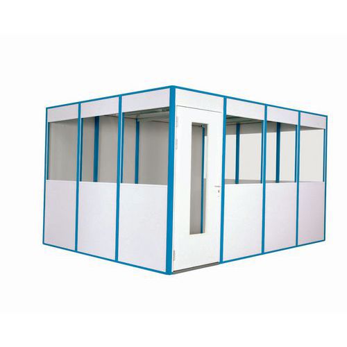 Cabina de parede simples em melamina - Pré-montada - Porta rebatível