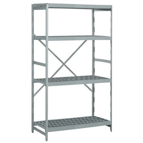 Estante em alumínio para produtos alimentares Norme 12 – Prateleiras em poliestirol - Hupfer